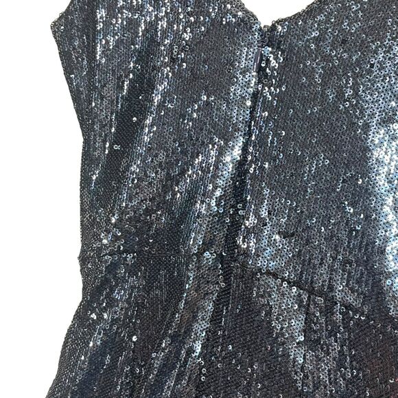 Dress the Population Sam Sequin Jumpsuit Navy Night Sky Size XS Sleeveless Zip - Picture 5 of 12